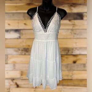 Atap White Lace Boho Mini Dress Size Large
